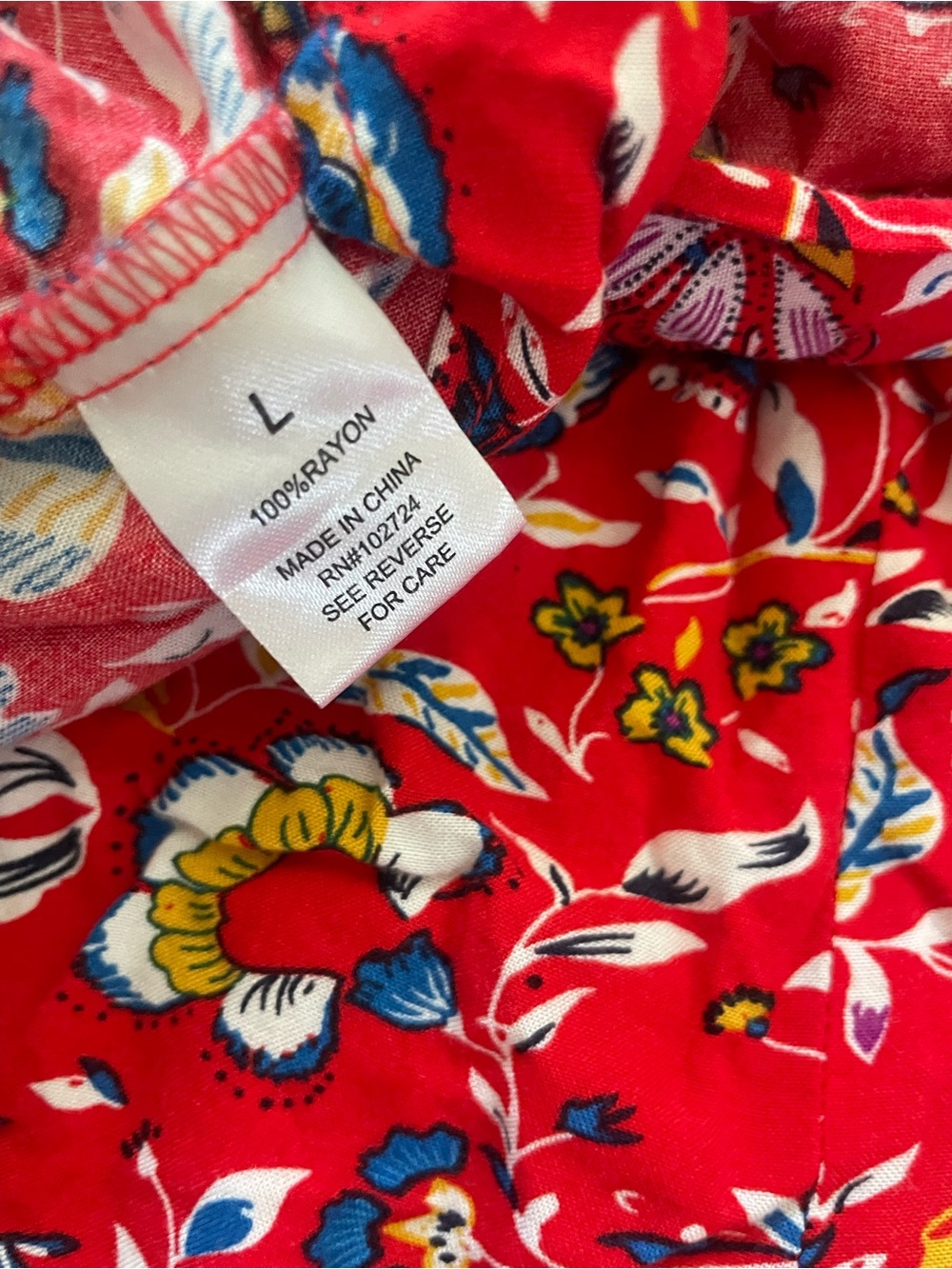 Hester & Orchard Floral Shorts Set Boho Tassel Women’s Large Red Summer 2 Piece - Picture 7 of 8